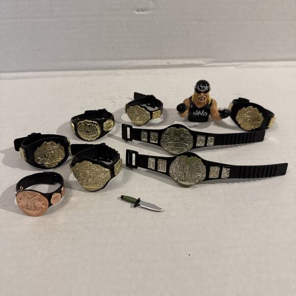 WWE Tag Team Championship Title Belt Set lot Of Action Figure Accessories TNA - Picture 1 of 10